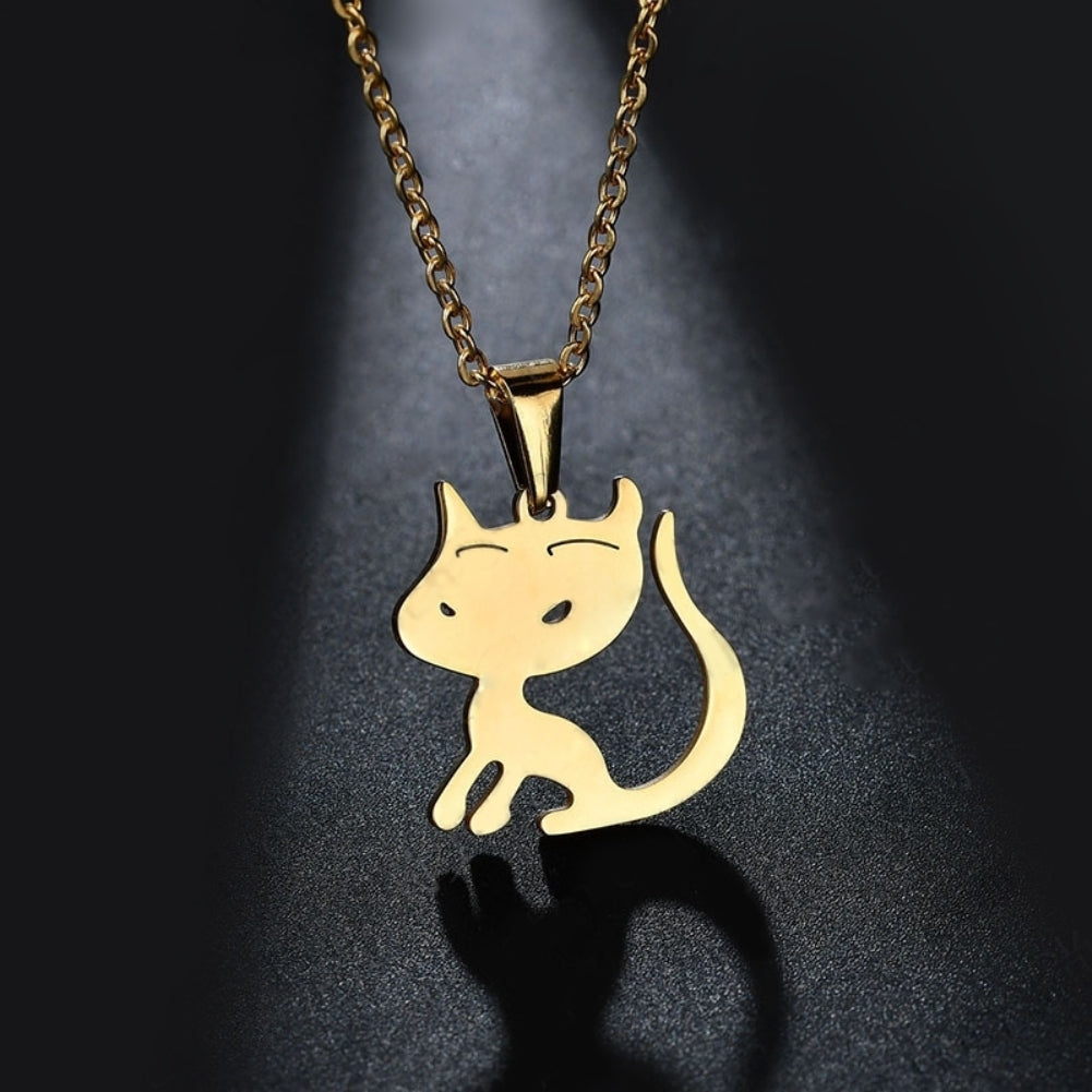 Fashion Women Girl Stainless Steel Cute Cat Pendant Charm Necklace Gift Jewelry Image 4