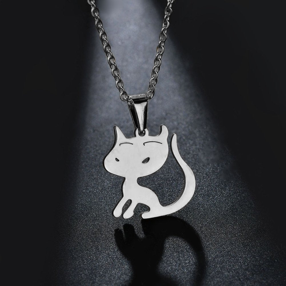 Fashion Women Girl Stainless Steel Cute Cat Pendant Charm Necklace Gift Jewelry Image 6