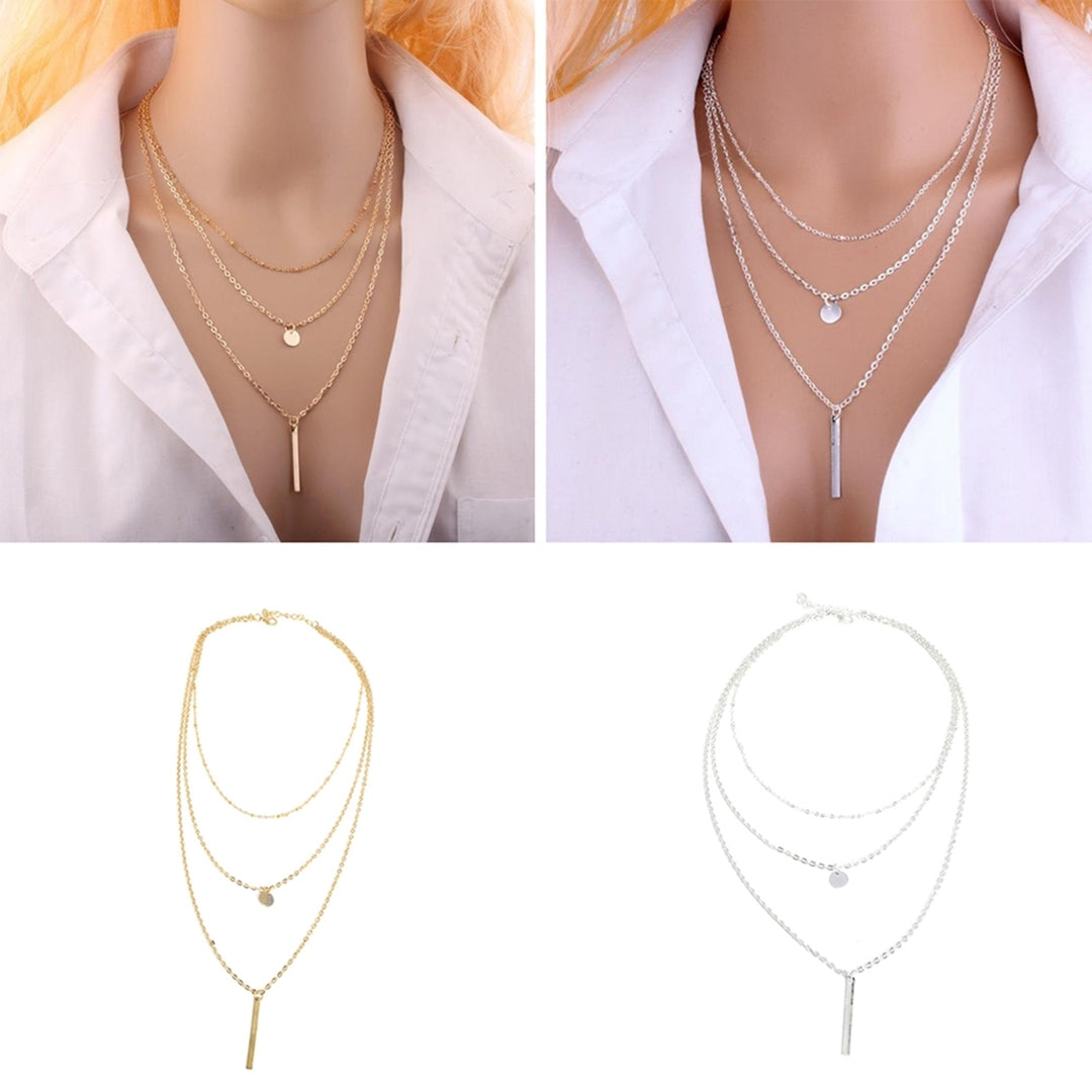 Necklace Lightweight Three Layers Alloy Multi-Layer Long Necklace for Party Image 1