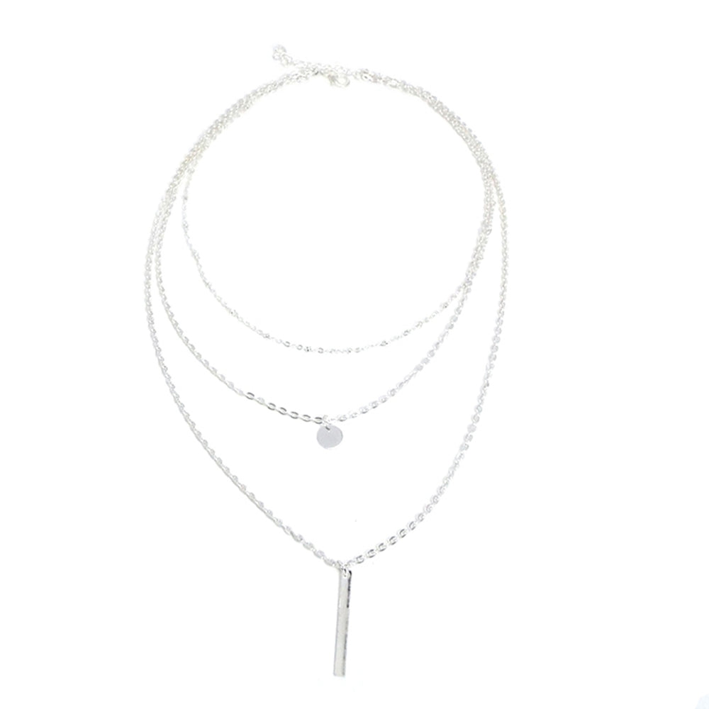 Necklace Lightweight Three Layers Alloy Multi-Layer Long Necklace for Party Image 2