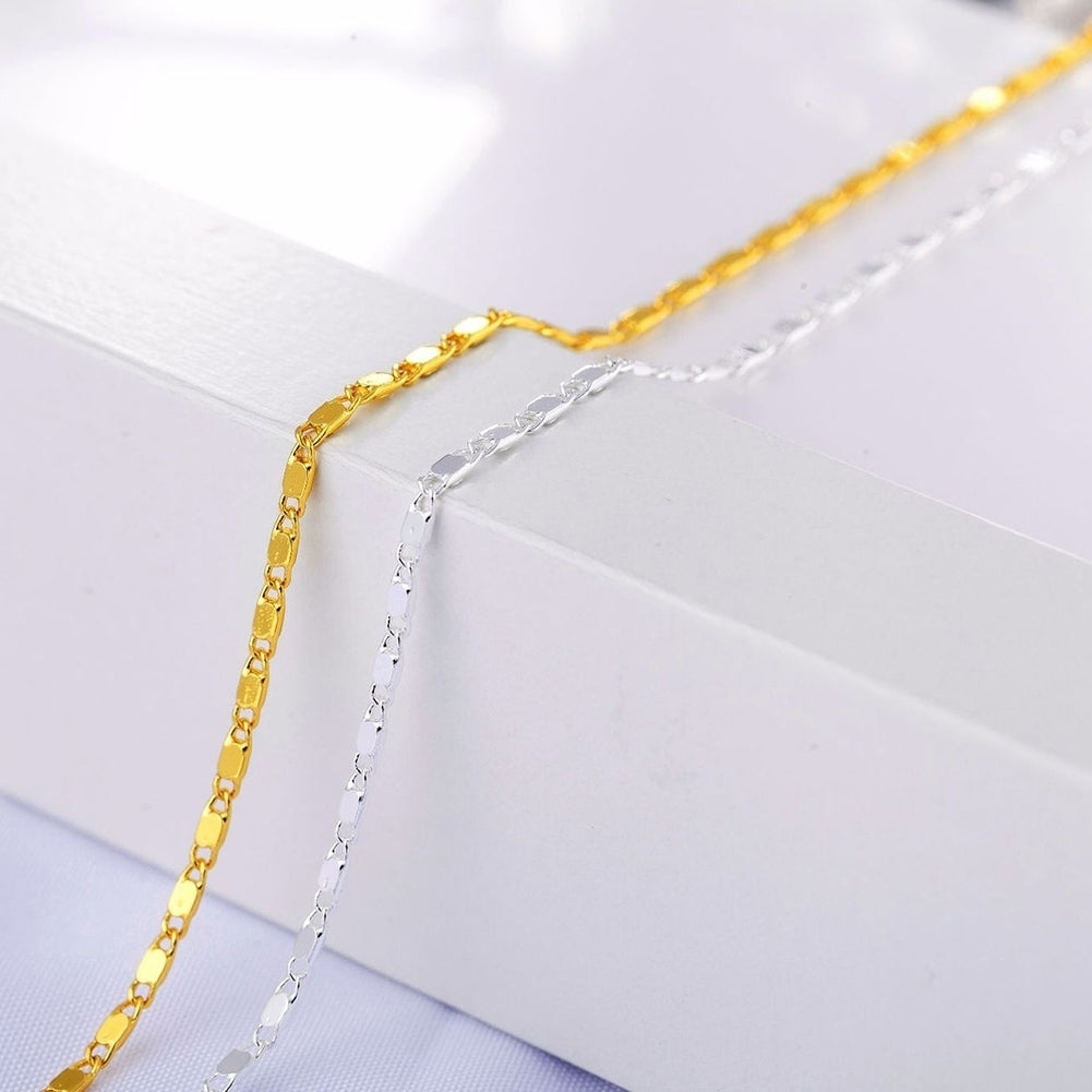 16-30 inch 2mm Cool Women Men Flat Link Chain Necklace Fashion Jewelry Accessory Image 3