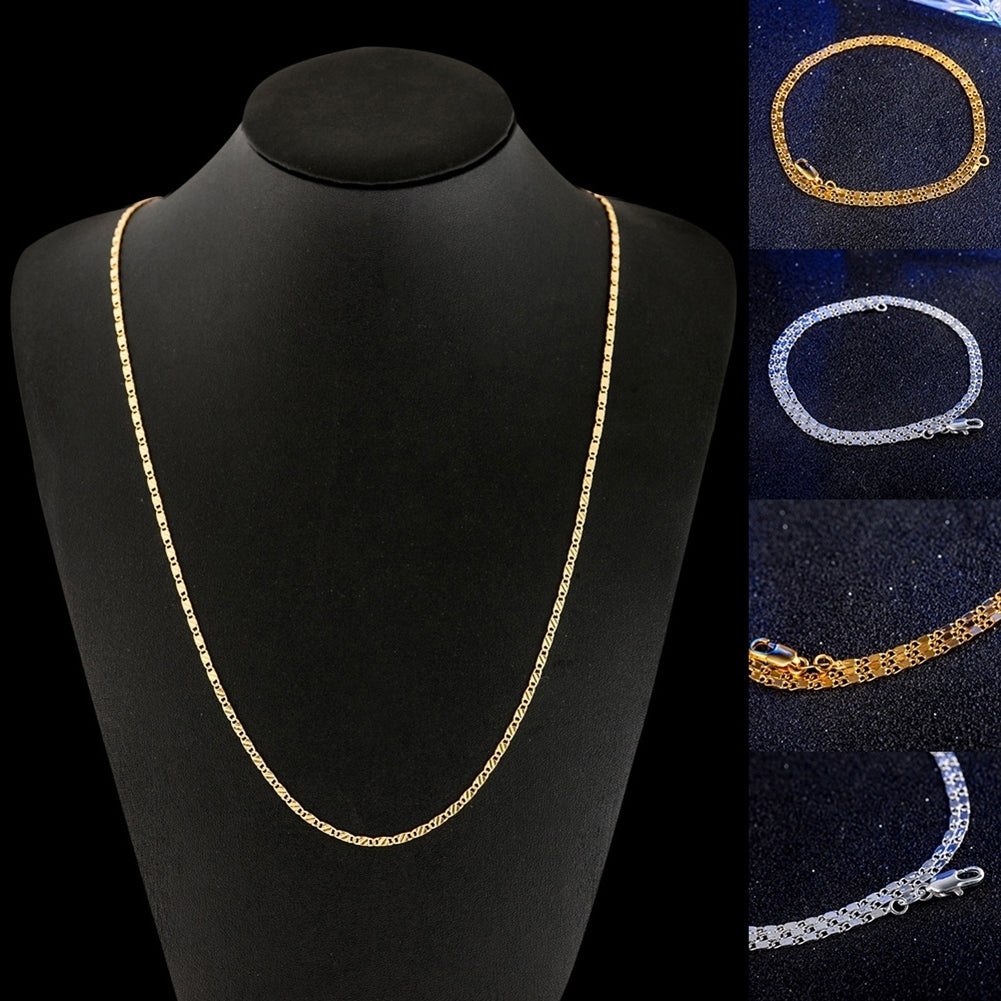 16-30 inch 2mm Cool Women Men Flat Link Chain Necklace Fashion Jewelry Accessory Image 4