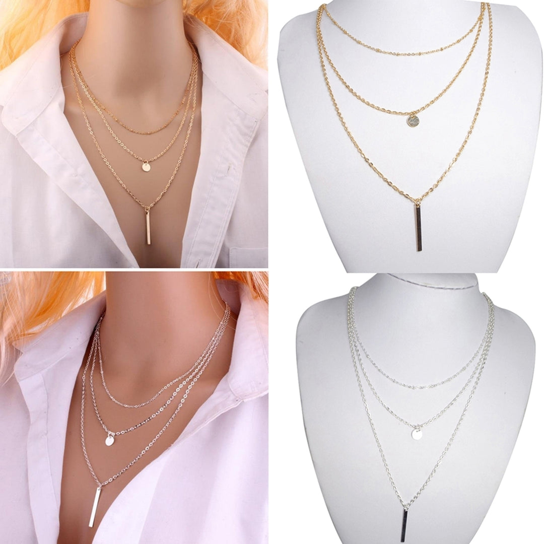 Necklace Lightweight Three Layers Alloy Multi-Layer Long Necklace for Party Image 4