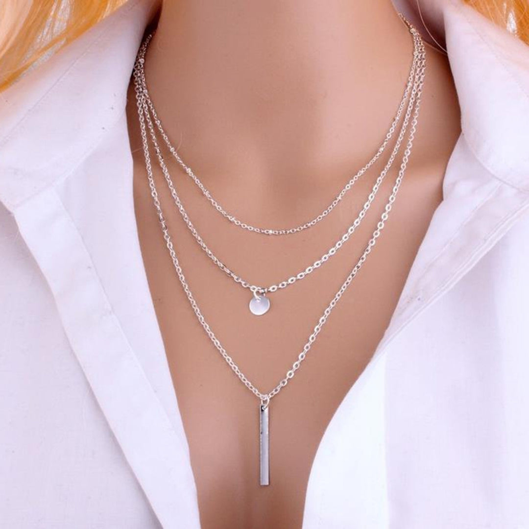 Necklace Lightweight Three Layers Alloy Multi-Layer Long Necklace for Party Image 4