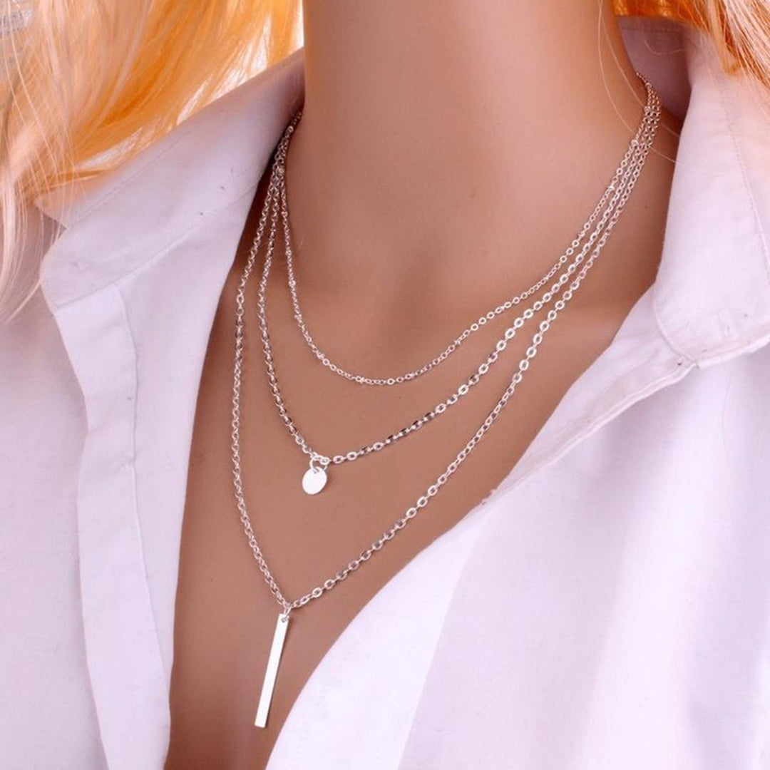 Necklace Lightweight Three Layers Alloy Multi-Layer Long Necklace for Party Image 6