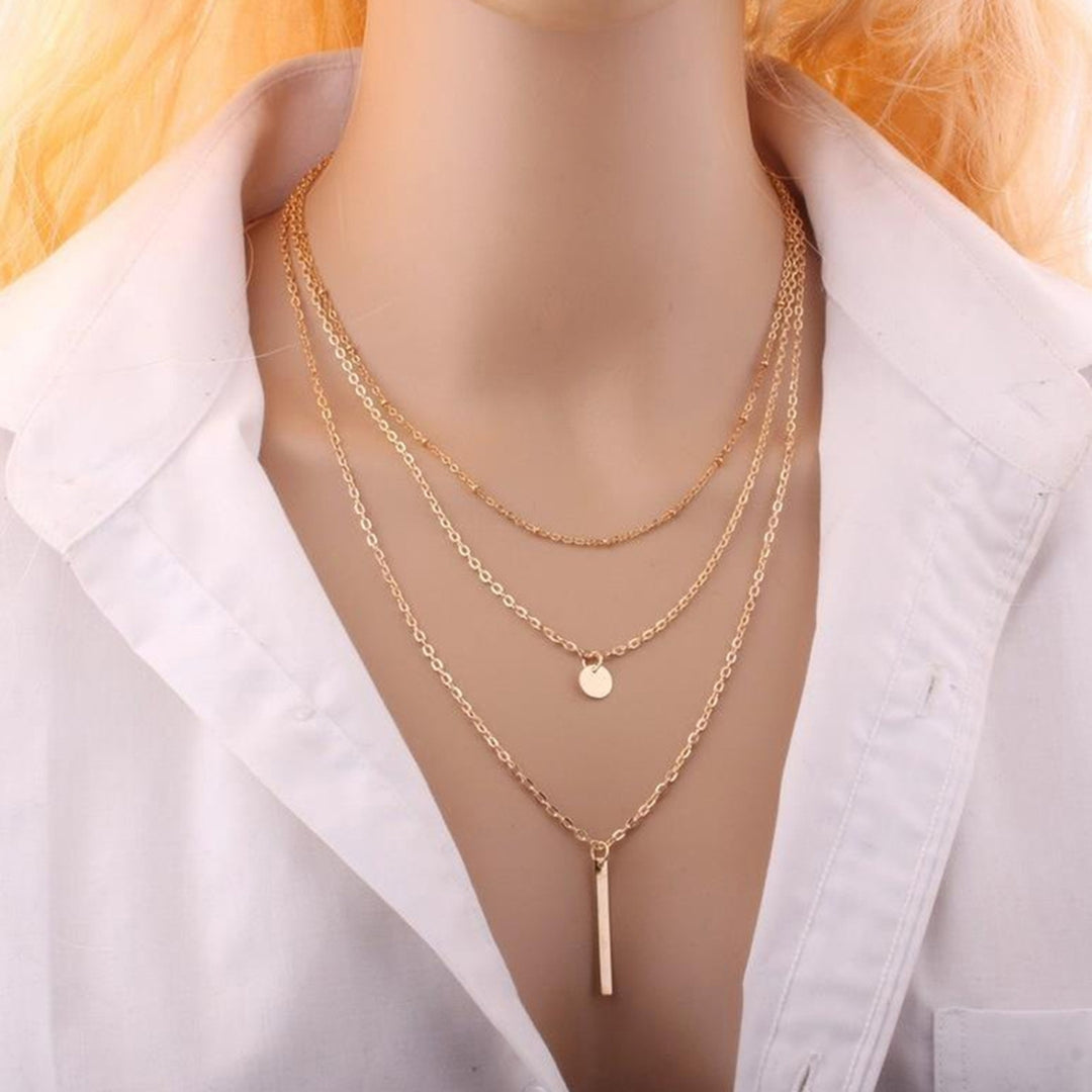 Necklace Lightweight Three Layers Alloy Multi-Layer Long Necklace for Party Image 8