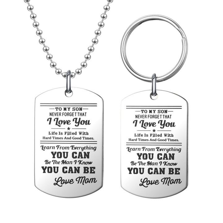 Fashion Men Dog Tag Caving Letters Pendant Chain Necklace Key Ring Jewelry Gift Image 1