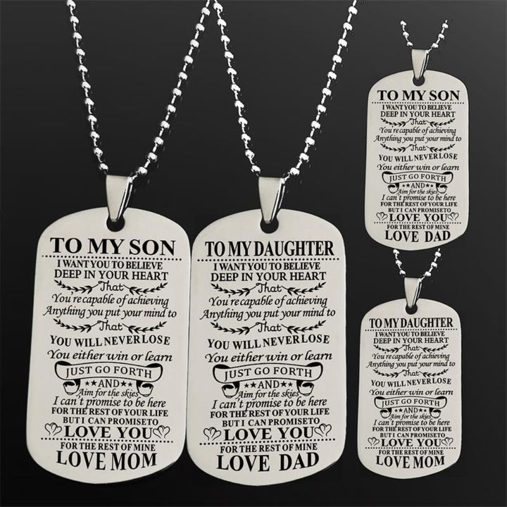 Fashion Unisex Stainless Steel To My Son Daughter Bead Chain Letters Necklace Image 1