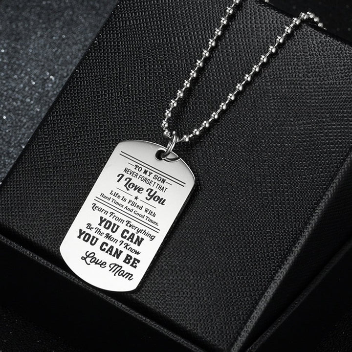 Fashion Men Dog Tag Caving Letters Pendant Chain Necklace Key Ring Jewelry Gift Image 3