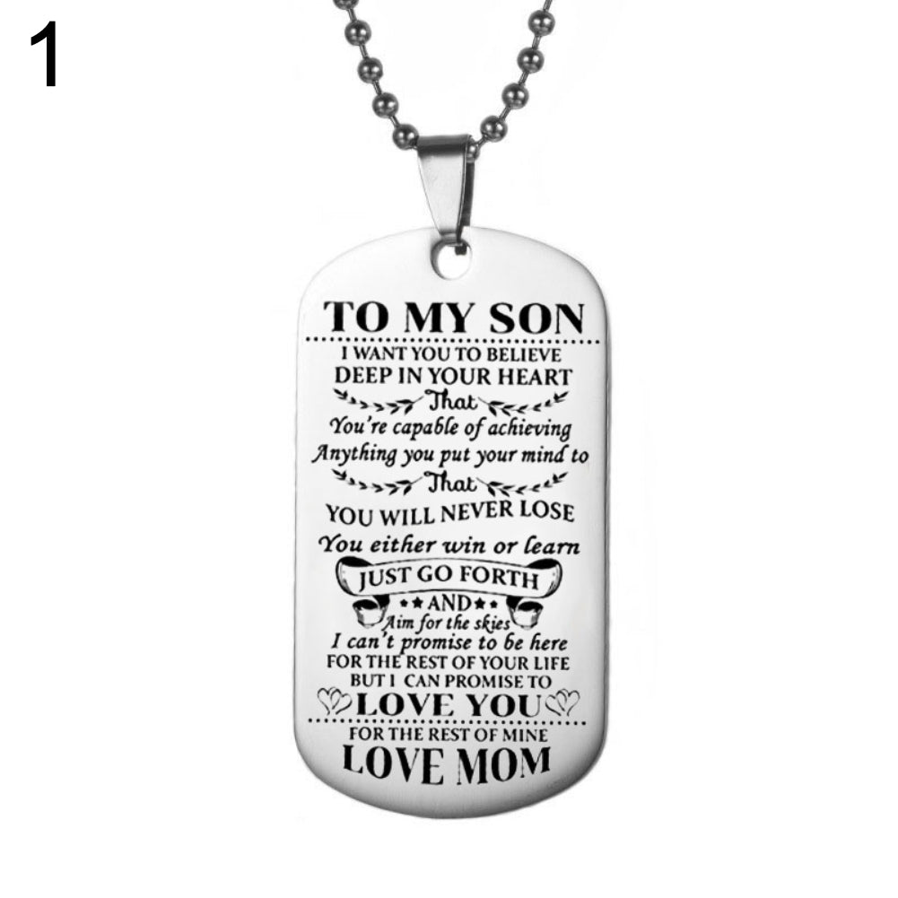 Fashion Unisex Stainless Steel To My Son Daughter Bead Chain Letters Necklace Image 4