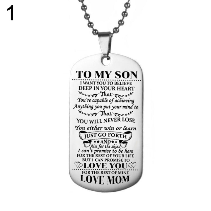 Fashion Unisex Stainless Steel To My Son Daughter Bead Chain Letters Necklace Image 4