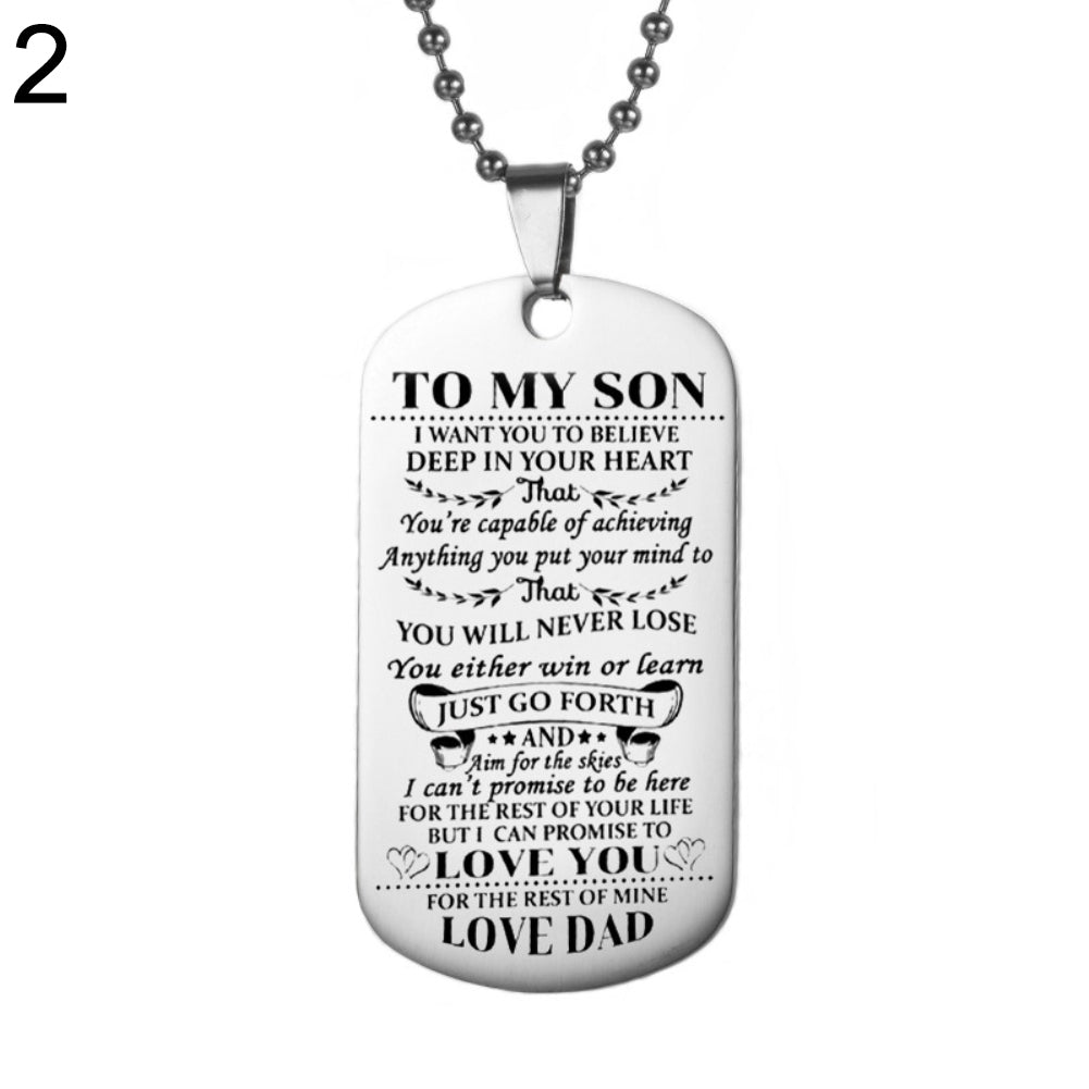 Fashion Unisex Stainless Steel To My Son Daughter Bead Chain Letters Necklace Image 4