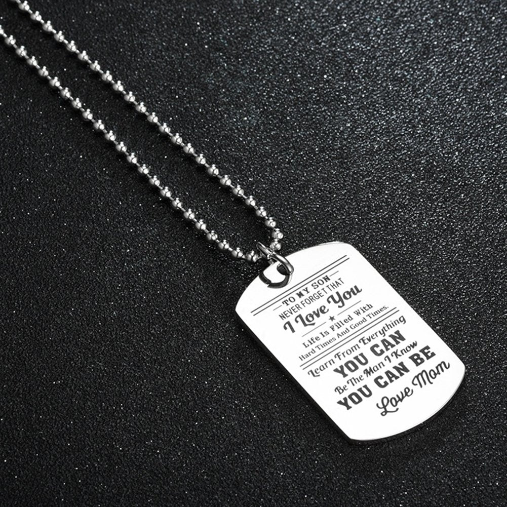 Fashion Men Dog Tag Caving Letters Pendant Chain Necklace Key Ring Jewelry Gift Image 4