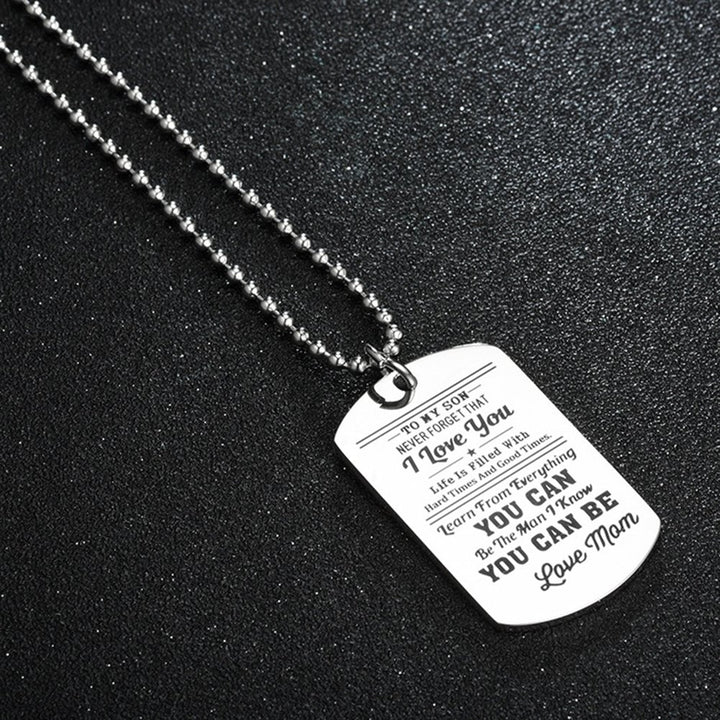 Fashion Men Dog Tag Caving Letters Pendant Chain Necklace Key Ring Jewelry Gift Image 4