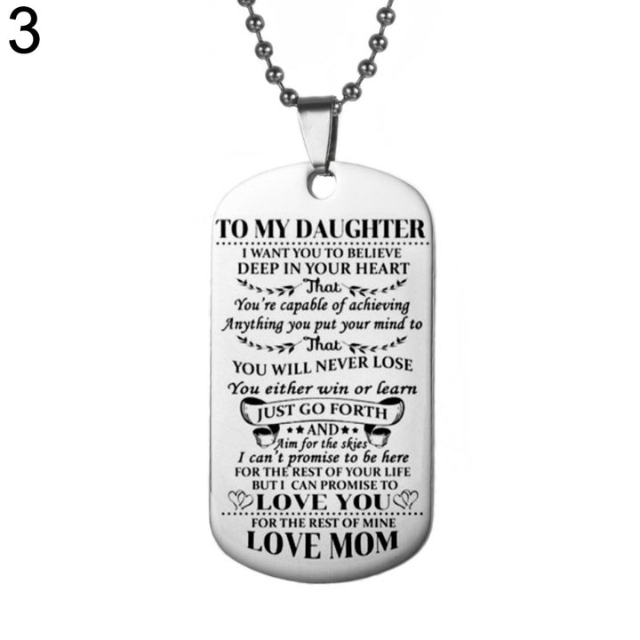 Fashion Unisex Stainless Steel To My Son Daughter Bead Chain Letters Necklace Image 6