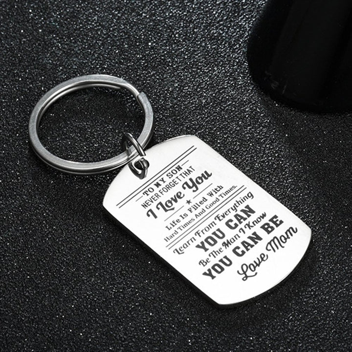 Fashion Men Dog Tag Caving Letters Pendant Chain Necklace Key Ring Jewelry Gift Image 6