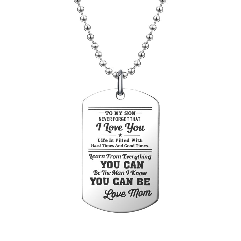 Fashion Men Dog Tag Caving Letters Pendant Chain Necklace Key Ring Jewelry Gift Image 1