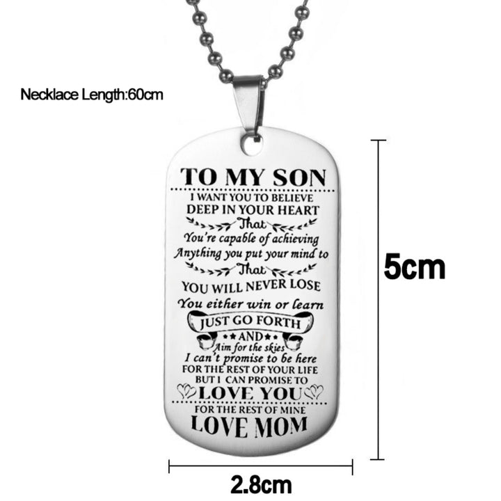 Fashion Unisex Stainless Steel To My Son Daughter Bead Chain Letters Necklace Image 8