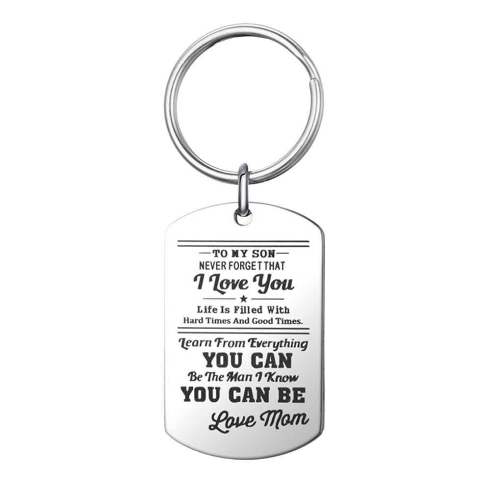 Fashion Men Dog Tag Caving Letters Pendant Chain Necklace Key Ring Jewelry Gift Image 1