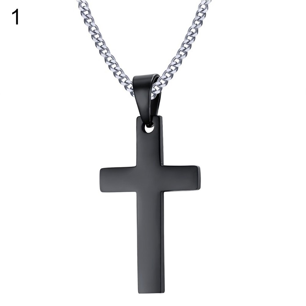 Classic Men Cross Pendant Necklace Titanium Steel Link Chain Statement Jewelry Image 9