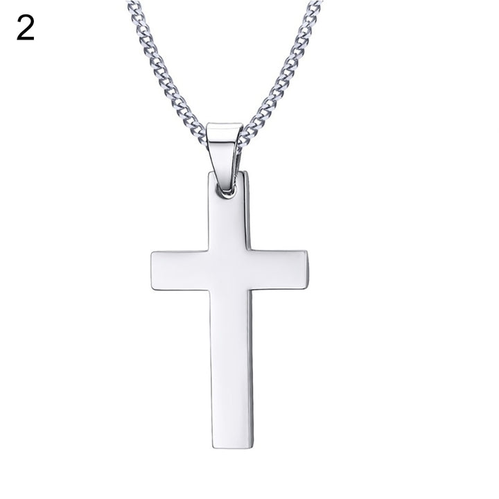 Classic Men Cross Pendant Necklace Titanium Steel Link Chain Statement Jewelry Image 10