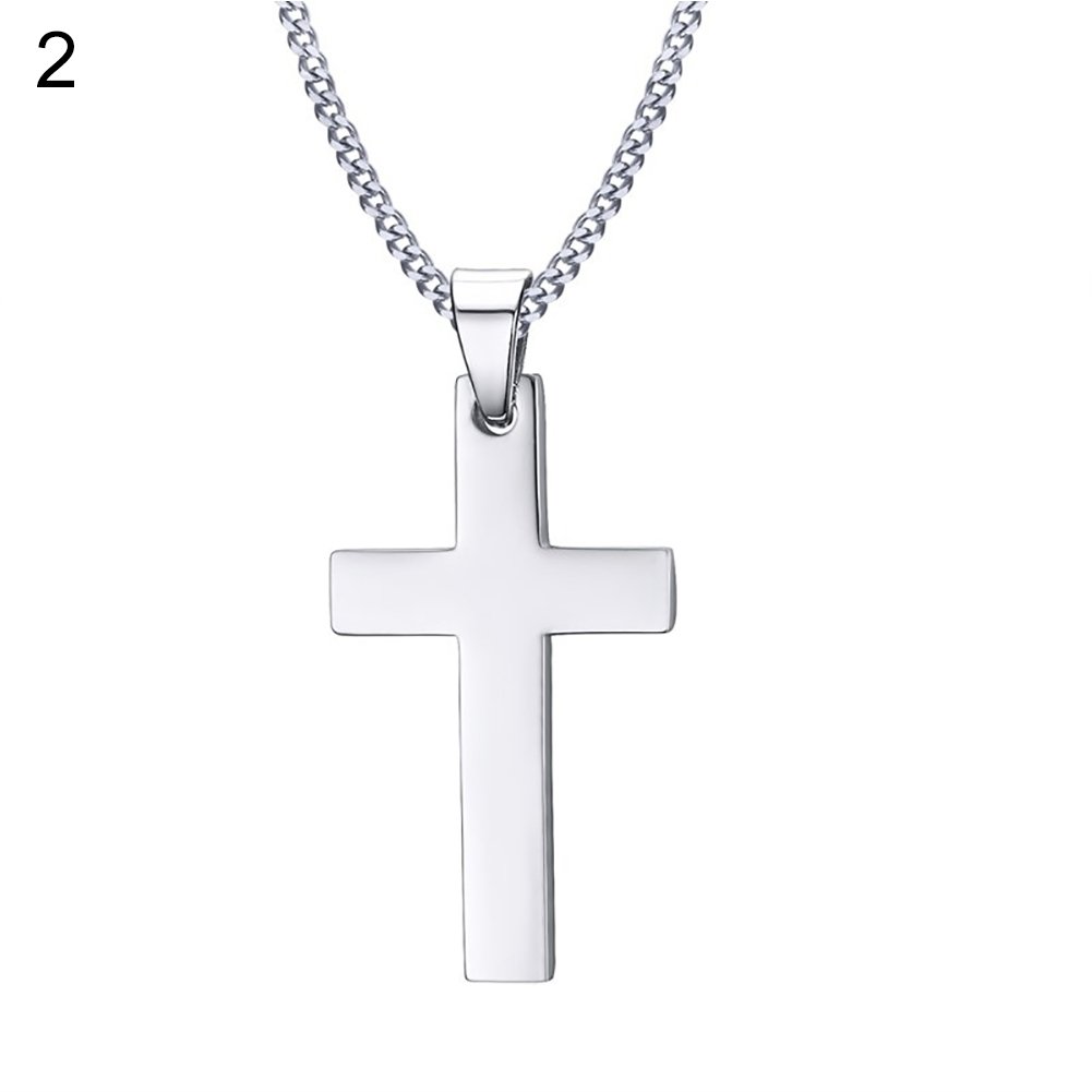 Classic Men Cross Pendant Necklace Titanium Steel Link Chain Statement Jewelry Image 1