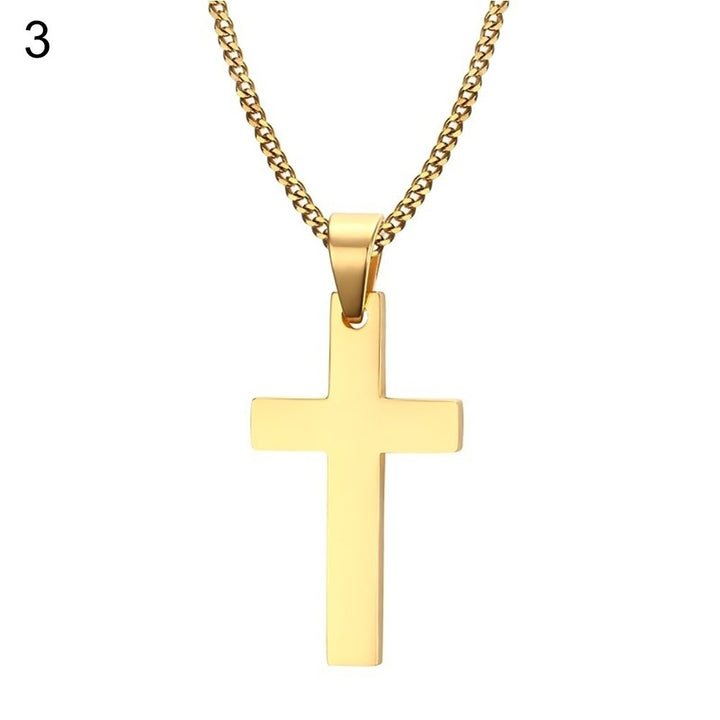 Classic Men Cross Pendant Necklace Titanium Steel Link Chain Statement Jewelry Image 11