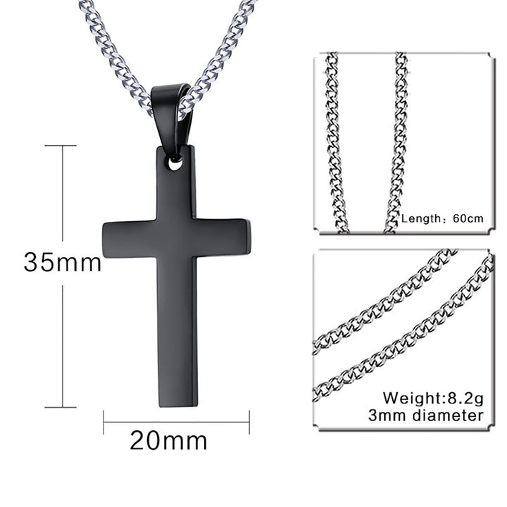 Classic Men Cross Pendant Necklace Titanium Steel Link Chain Statement Jewelry Image 12