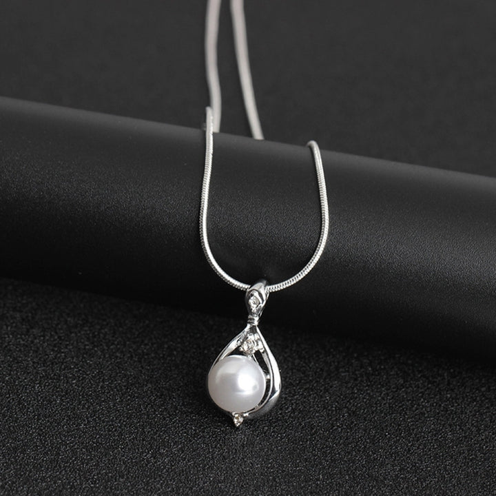 Fashion Women Round Imitation Pearl Pendant Necklace Wedding Party Jewelry Gift Image 2