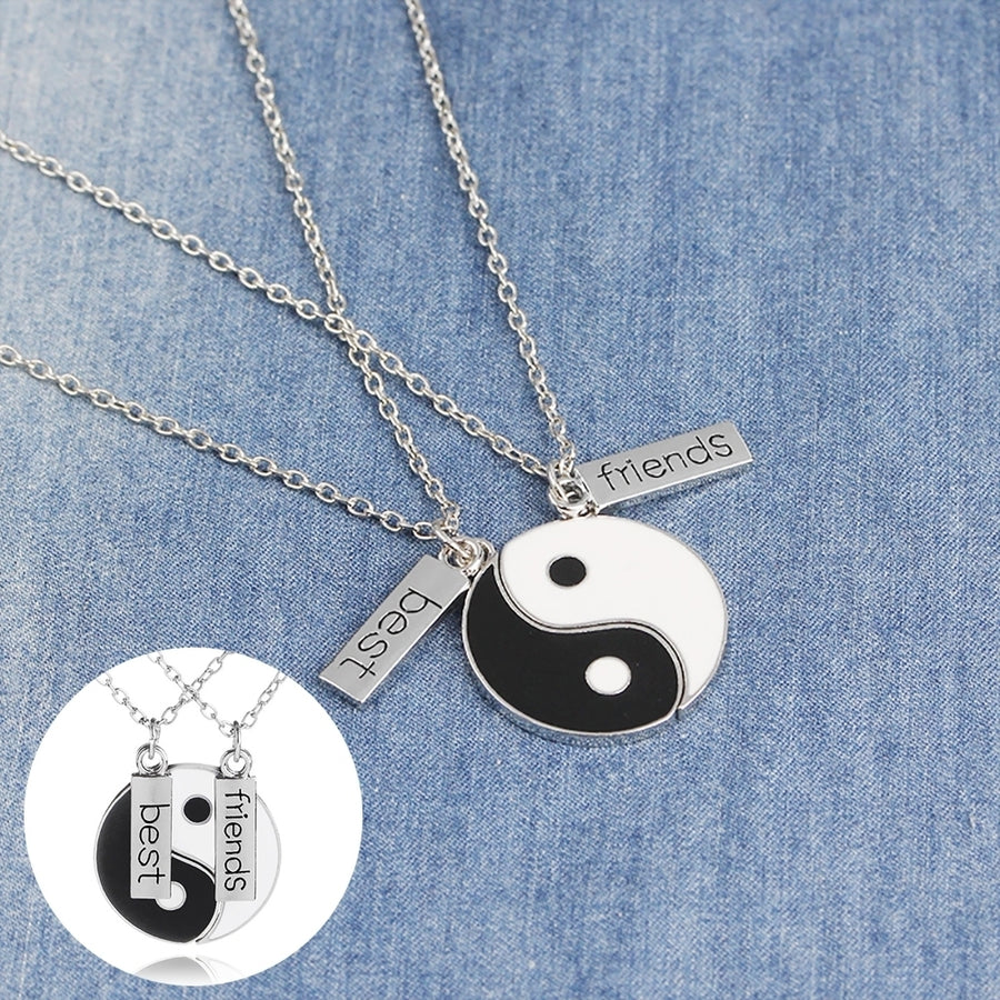 Fashion Yin-yang Symbol Best Friends Letter Necklace Pendant Chain Jewelry Gift Image 1