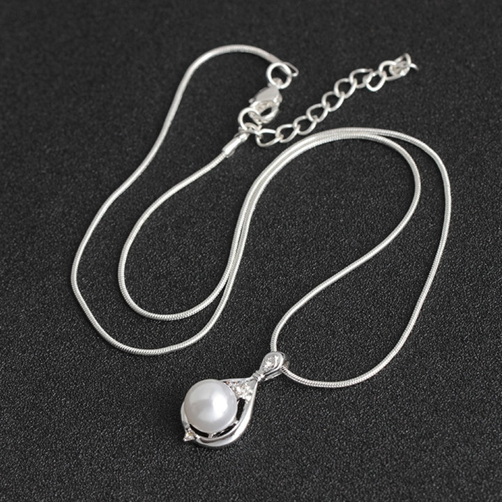 Fashion Women Round Imitation Pearl Pendant Necklace Wedding Party Jewelry Gift Image 4