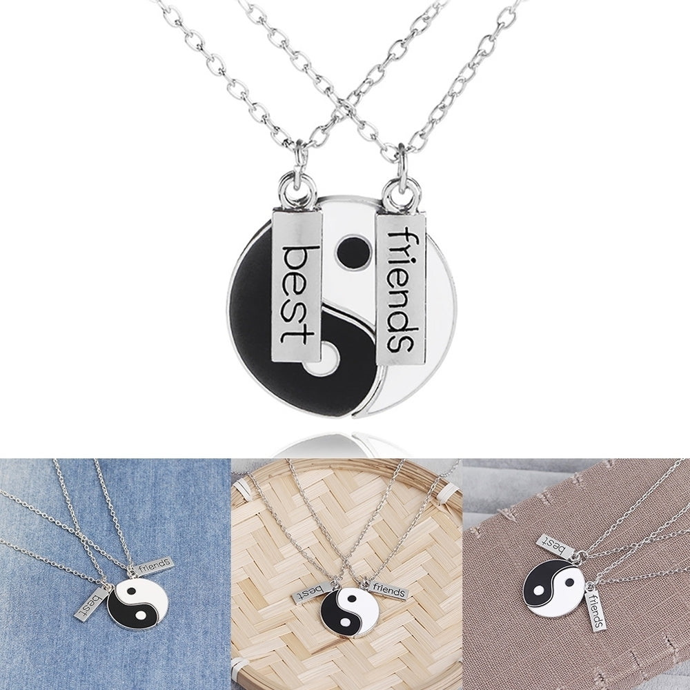 Fashion Yin-yang Symbol Best Friends Letter Necklace Pendant Chain Jewelry Gift Image 2