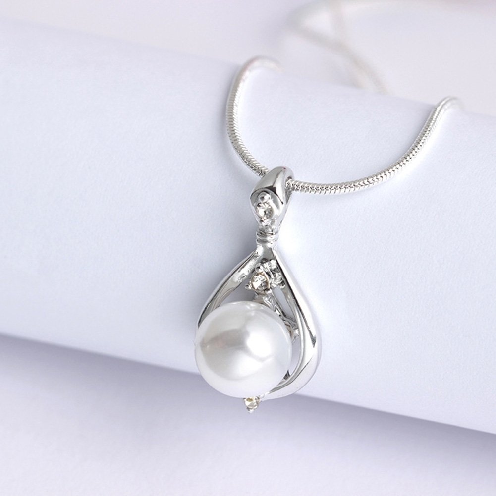 Fashion Women Round Imitation Pearl Pendant Necklace Wedding Party Jewelry Gift Image 4