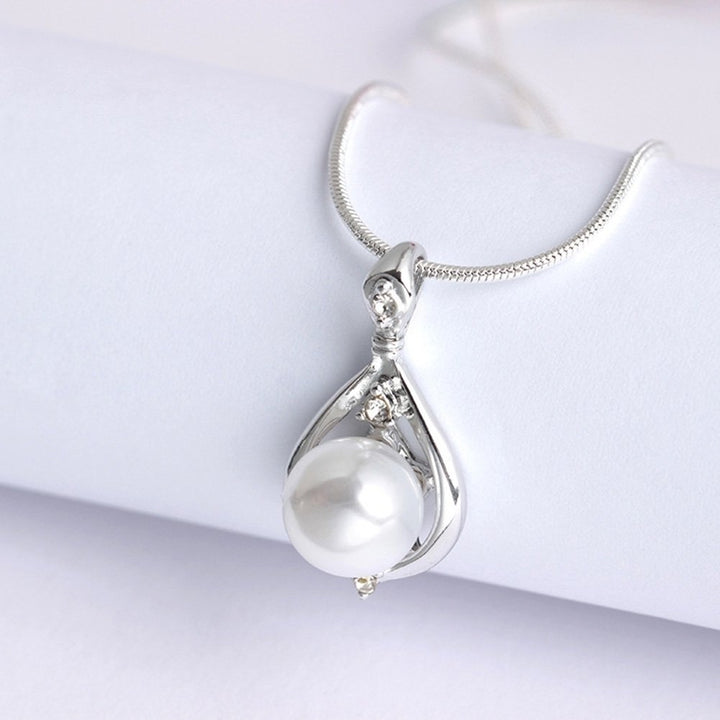 Fashion Women Round Imitation Pearl Pendant Necklace Wedding Party Jewelry Gift Image 4