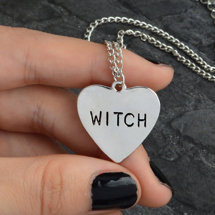 Love Heart Pendant Witch Letter Halloween Necklace Women Party Jewelry Gift Image 1