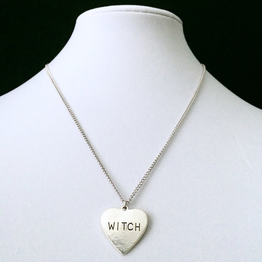 Love Heart Pendant Witch Letter Halloween Necklace Women Party Jewelry Gift Image 4