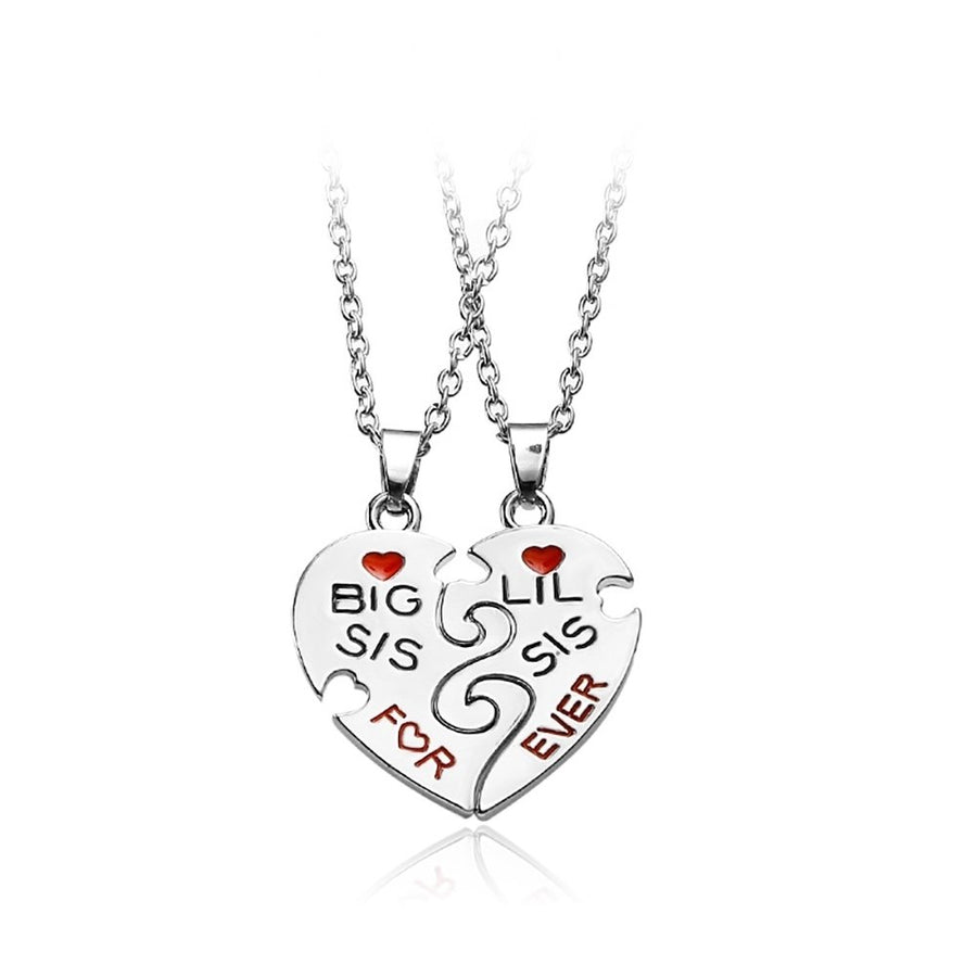 2Pcs Women Friendship Jewelry Fashion Charm Heart Letter Pendant Necklace Chain Image 1