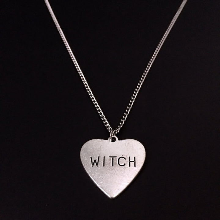 Love Heart Pendant Witch Letter Halloween Necklace Women Party Jewelry Gift Image 7