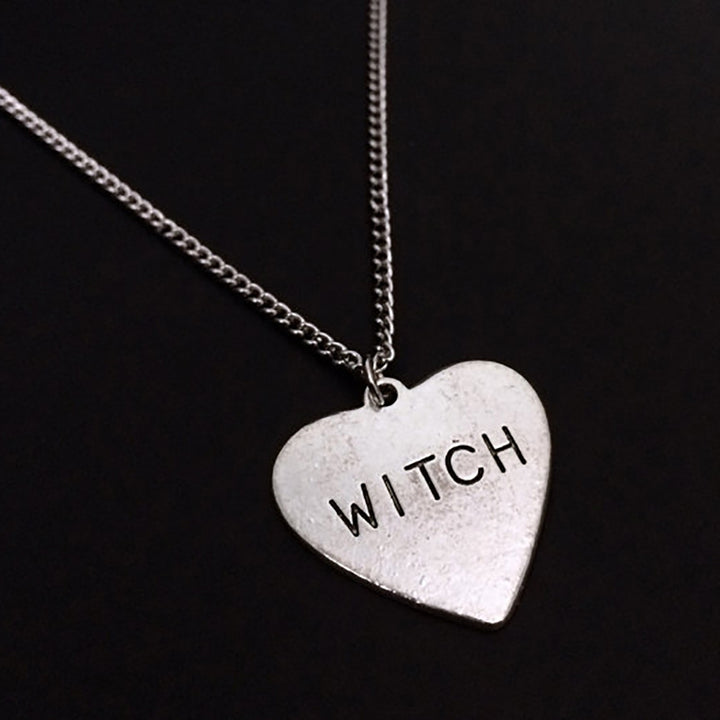 Love Heart Pendant Witch Letter Halloween Necklace Women Party Jewelry Gift Image 8