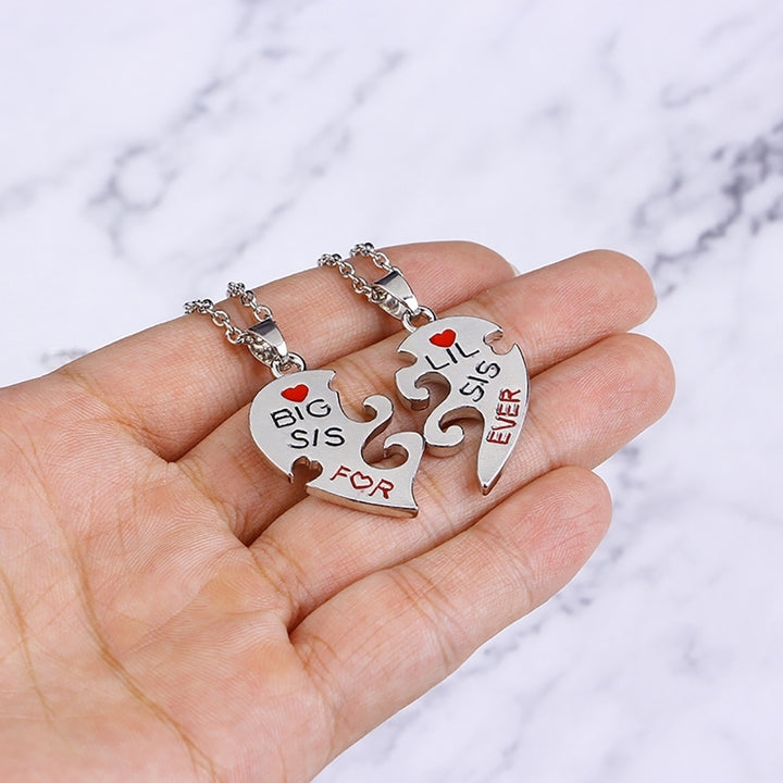 2Pcs Women Friendship Jewelry Fashion Charm Heart Letter Pendant Necklace Chain Image 3