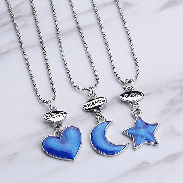 3 Pcs Women Necklace Stylish Heart Shape Alloy Girlfriend Wife Chain Necklace for Party Image 1