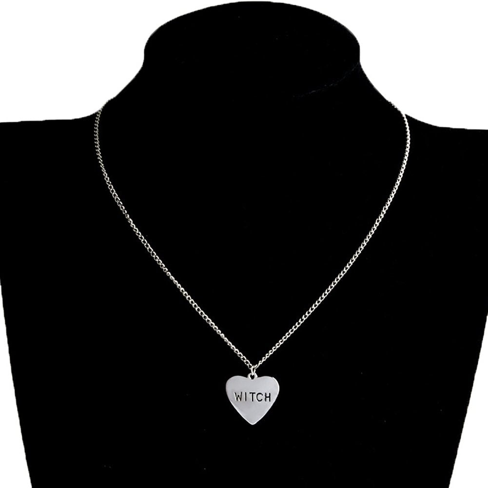 Love Heart Pendant Witch Letter Halloween Necklace Women Party Jewelry Gift Image 10