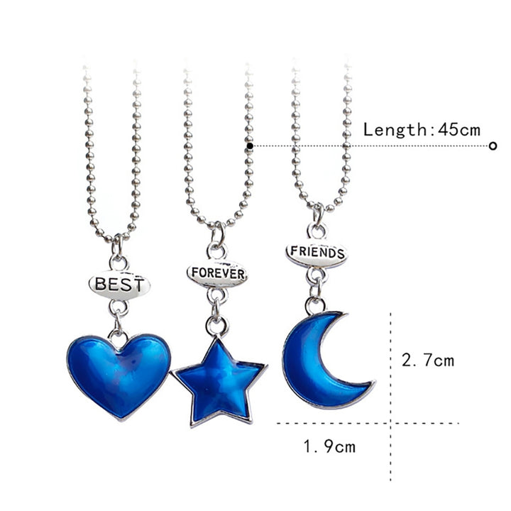 3 Pcs Women Necklace Stylish Heart Shape Alloy Girlfriend Wife Chain Necklace for Party Image 4