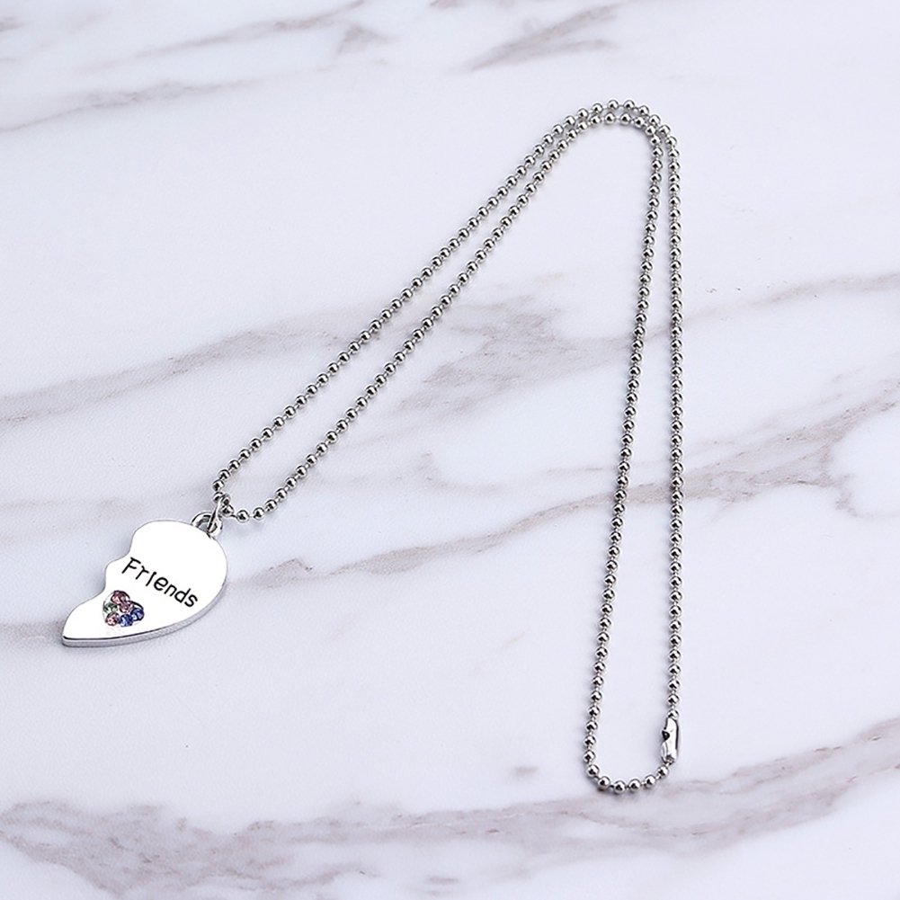 2Pcs Fashion Jewelry Rhinestone Best Friends Heart Letter Pendant Necklaces Image 7