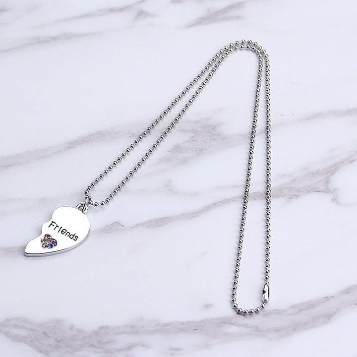 2Pcs Fashion Jewelry Rhinestone Best Friends Heart Letter Pendant Necklaces Image 7