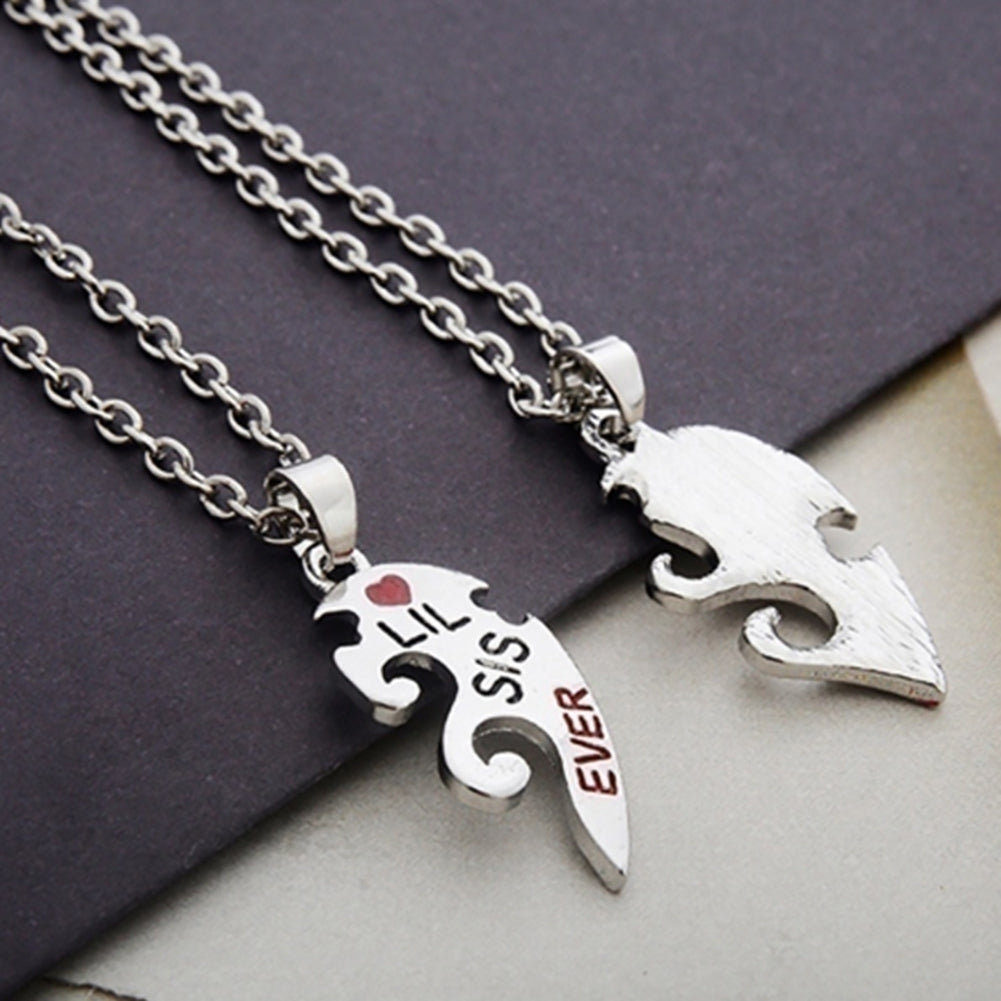 2Pcs Women Friendship Jewelry Fashion Charm Heart Letter Pendant Necklace Chain Image 12