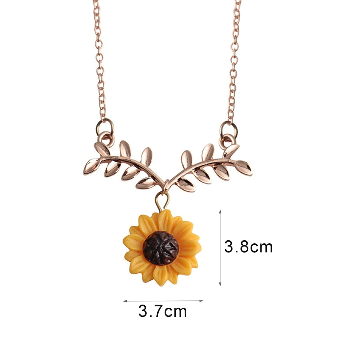 Leave Shape Sunflower Pendant Alloy Luxury Choker Necklace for Party Image 4