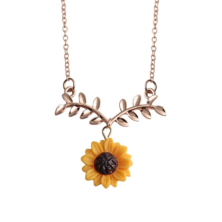 Leave Shape Sunflower Pendant Alloy Luxury Choker Necklace for Party Image 9