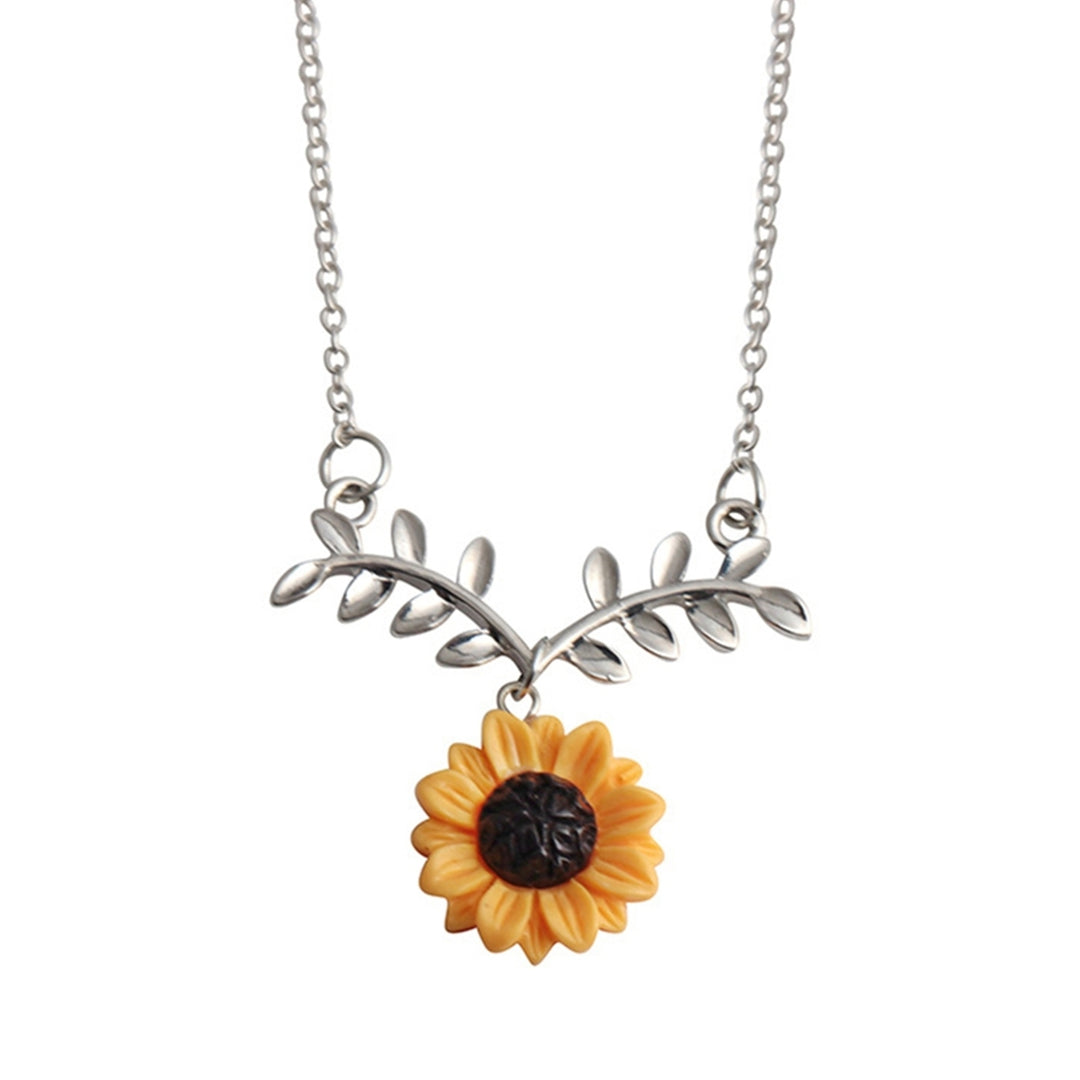 Leave Shape Sunflower Pendant Alloy Luxury Choker Necklace for Party Image 10