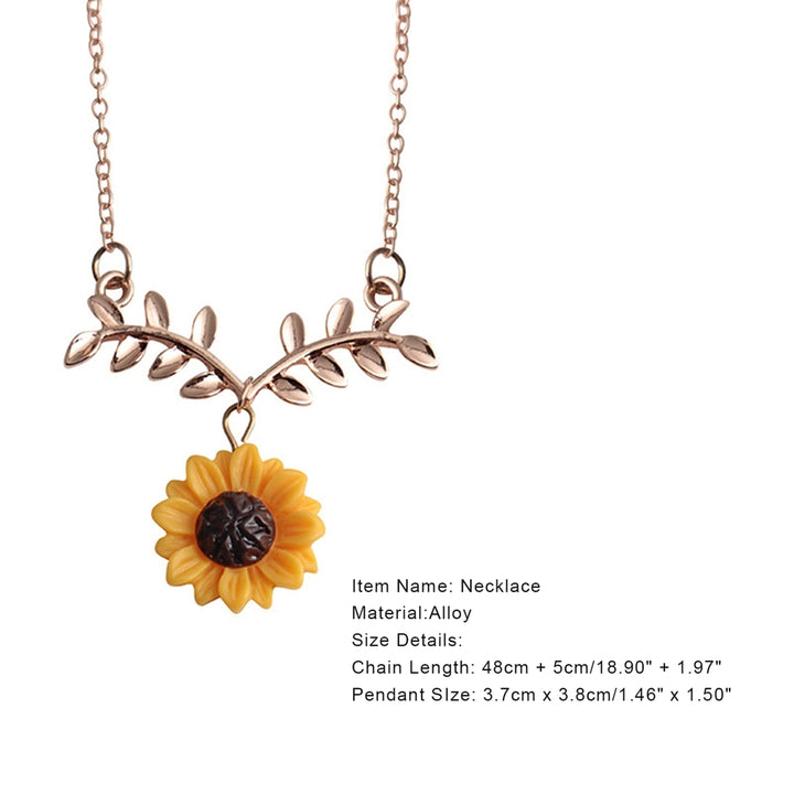 Leave Shape Sunflower Pendant Alloy Luxury Choker Necklace for Party Image 12